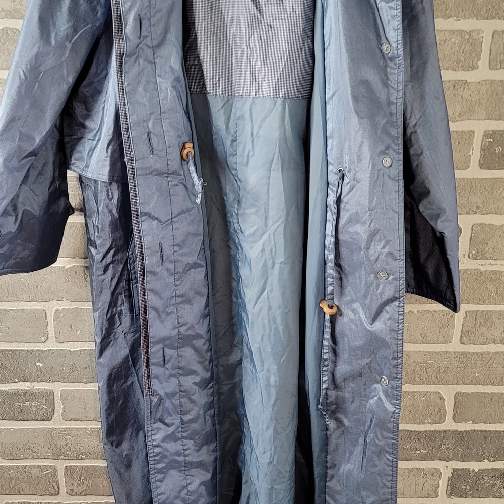 British Mist Full Length Light Blue Vintage Spring Rain Trench Coat Women's 3/4 - Picture 12 of 16